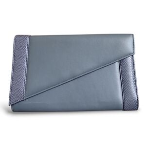 Vintage 1970s Leather Envelope Clutch Bag Grey | Made in Canada